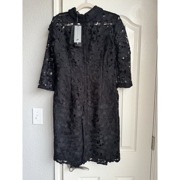 NWT Karl Lagerfeld Paris Floral Black Lace Embroidery Dress Women Size 8 - Picture 6 of 10